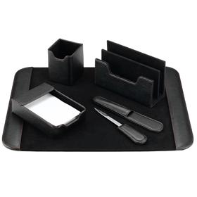 88-DSQA5 5 pcs synthetic leather desk set black